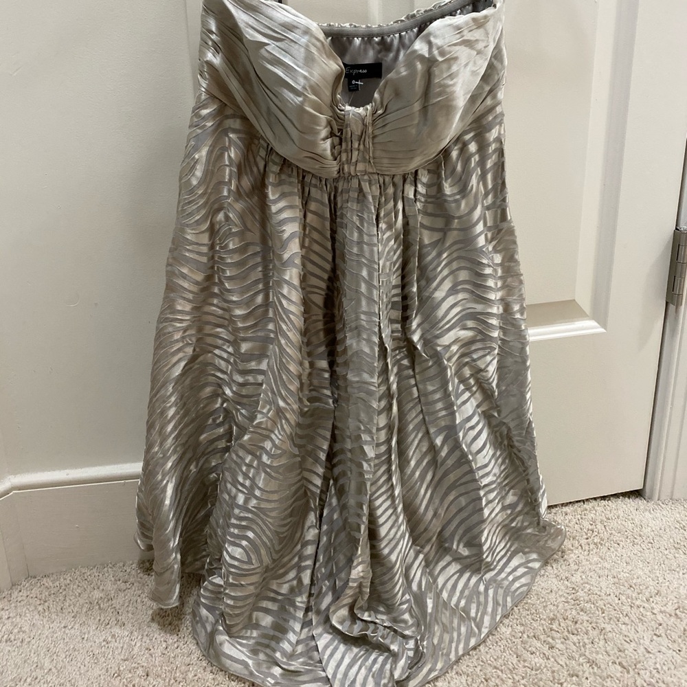 Express silver zebra mini dress xs